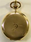 Gouden zakhorloge, circa 1930. Verzilverde wijzerplaat, opschrift: 'Chronometre'. Arabische cijfers. Prijs: .475,-