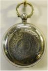 Zilveren zakhorloge met uurwerk met snek en ketting. Sleutelopwinding. Maker: J. Burr, Bedford. Zilverkeuren: London, 1888. Prijs: .275,-