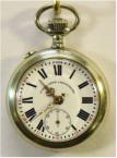 Zakhorloge 'Post & Spoor Chronometre'. Nikkelen kast, emaille wijzerplaat. Prijs: €.275,-