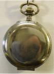 Wekkerhorloge / zakhorloge met wekker, circa 1930. Achterdeksel uitklapbaar om het horloge neer te zetten. Prijs: €.395,-
