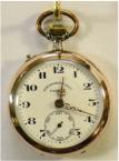 Spoorwegzakhorloge, circa 1890. Zilveren kast met vergulding. Maker: A. Rosskopf & Cie. Prijs: .325,-