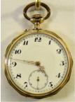 Gouden zakhorloge met gefacetteerde rand. Circa 1920. Prijs: €.795,-