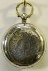 Zilveren zakhorloge met uurwerk met snek en ketting. Sleutelopwinding. Maker: J. Burr, Bedford. Zilverkeuren: London, 1888. Prijs: €.275,-