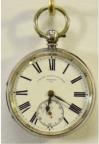 Zilveren zakhorloge met uurwerk met snek en ketting. Sleutelopwinding. Maker: J. Burr, Bedford. Zilverkeuren: London, 1888. Prijs: €.275,-