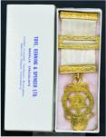 Medaille Heilig Koninklijk Gewelf (Holy Royal Arch). Verguld zilver. Maker: Toye, Kenning & Spencer Ltd. Inclusief bijbehorende doosje. Prijs: €.55,-
