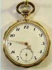 Gouden zakhorloge met gefacetteerde rand. Circa 1920. Prijs: .795,-